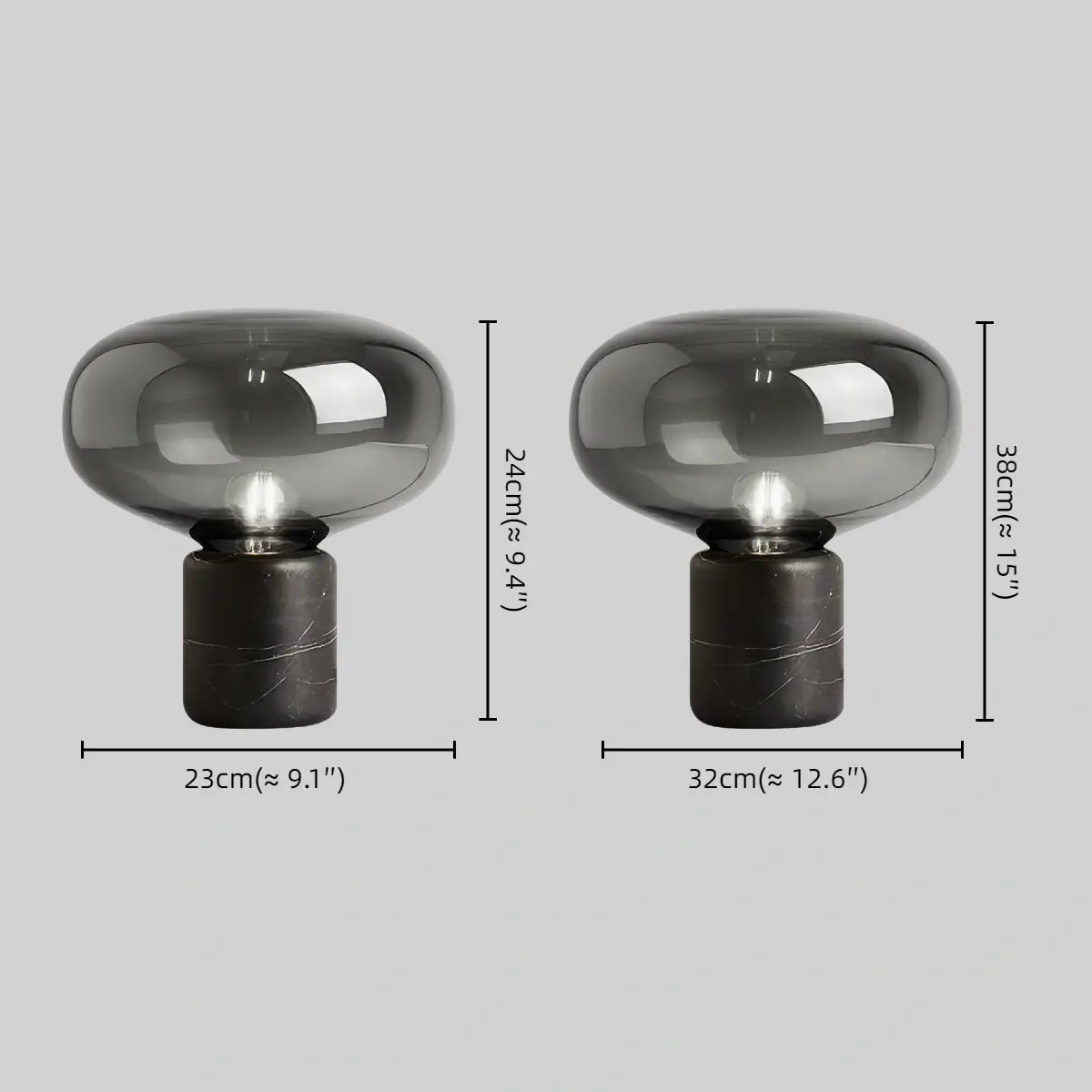 Vetro Table Lamp – Smoke Grey or Amber for Living Room