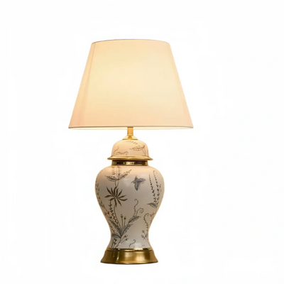 Irondale Vintage Table Lamp -- Ceramic & Fabric for Bedroom