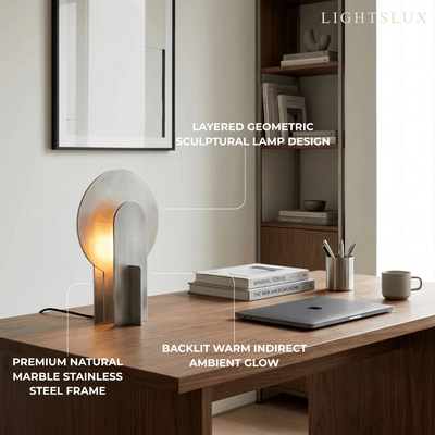 Irondale Industrial Table Lamp -- Aluminum or Marble for Bedroom Living Room