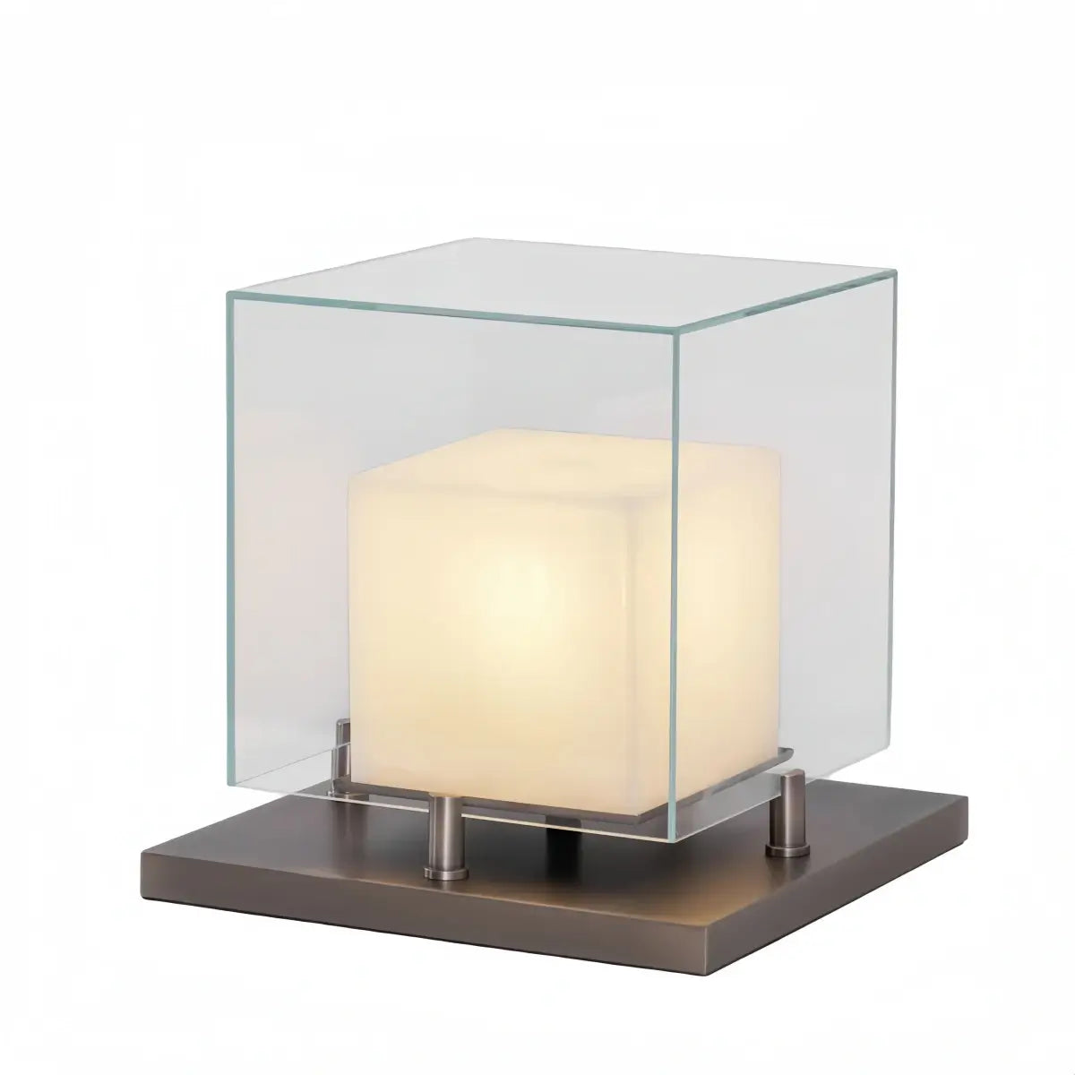Alba Designer Table Lamp -- Glass & Alabaster with Stainless Steel for Living Room