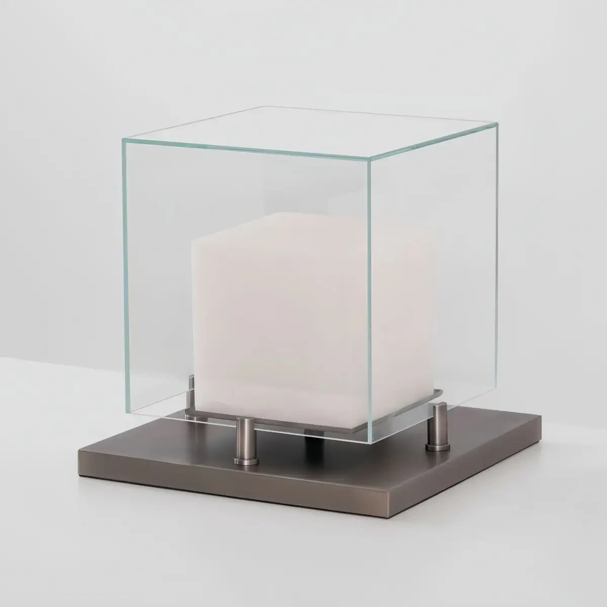 Alba Designer Table Lamp -- Glass & Alabaster with Stainless Steel for Living Room
