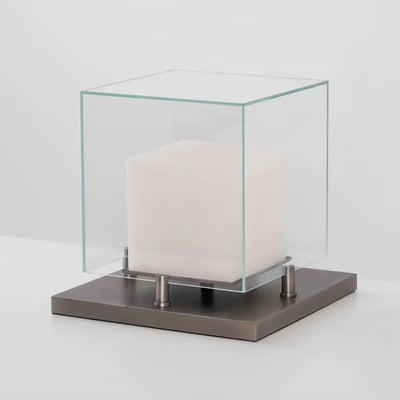 Alba Designer Table Lamp -- Glass & Alabaster with Stainless Steel for Living Room