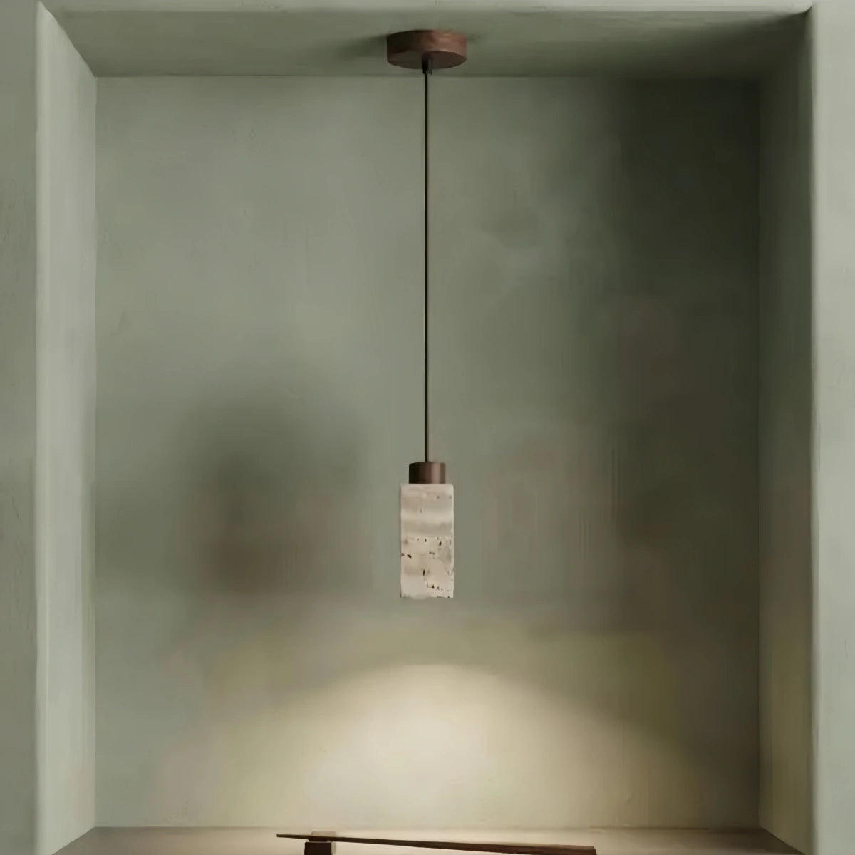Strata Natural Column Pendant Light -Beige Travertine for Kitchen Island