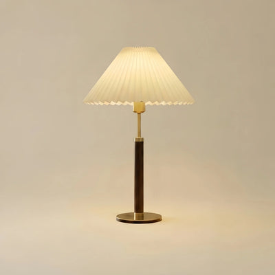 Crema Classical Walnut Floor/Table Lamp — Metal & Fabric Linear Design for Bedroom