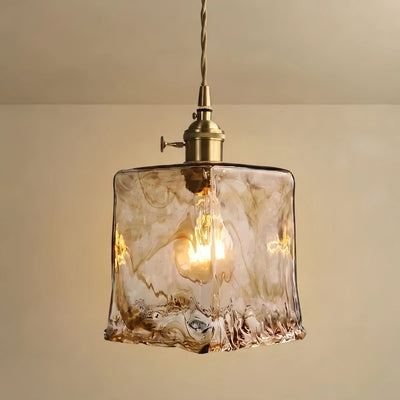 Vetro Retro Pendant Light – Amber Glass/Metal Fixture for Dining Room