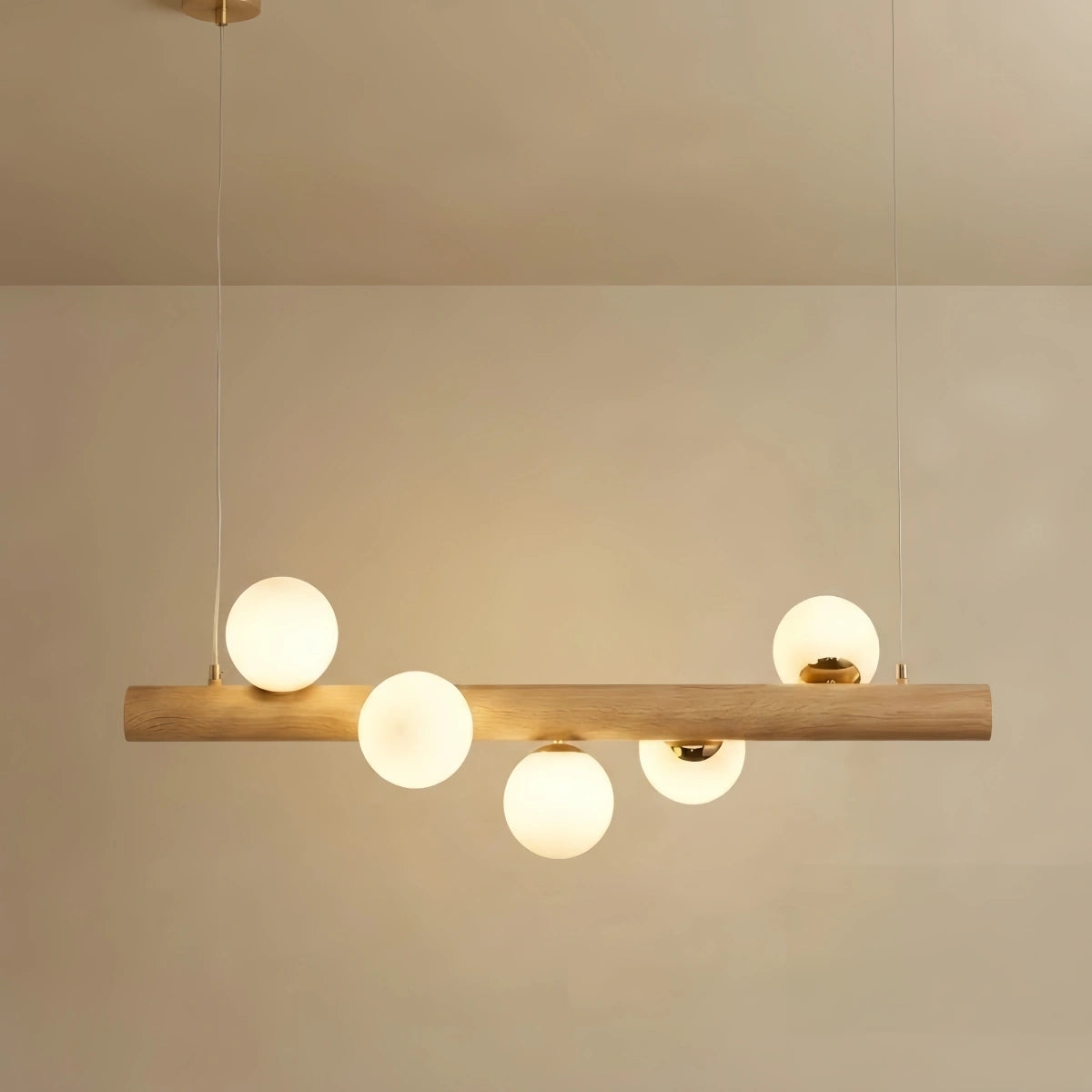 Nebula Modern Linear Pendant Light - Walnut/Wood Glass for Kitchen Island