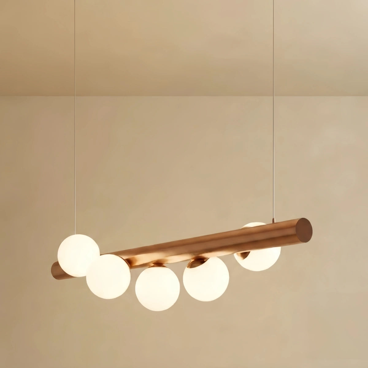 Nebula Modern Linear Pendant Light - Walnut/Wood Glass for Kitchen Island
