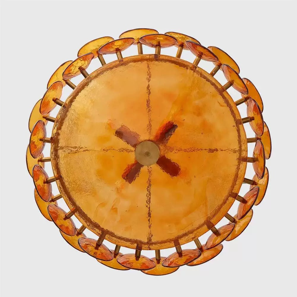 Vetro Modern Glass Chandelier - Orange/Green/White for Dining Room