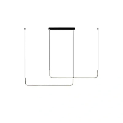 Minimalist Linear Pendant Light – Black/Gold Metal/Acrylic for Dining Room