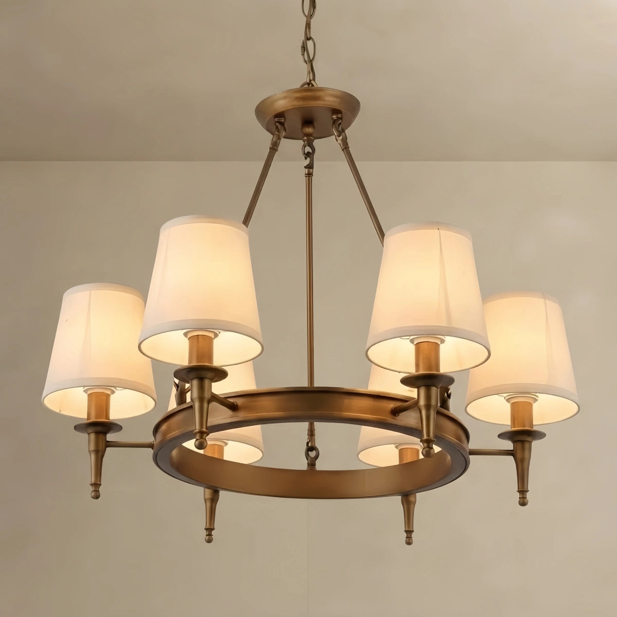 Nebula Vintage Black Chandelier - Copper Ring Metal Frame with Fabric for Dining Room