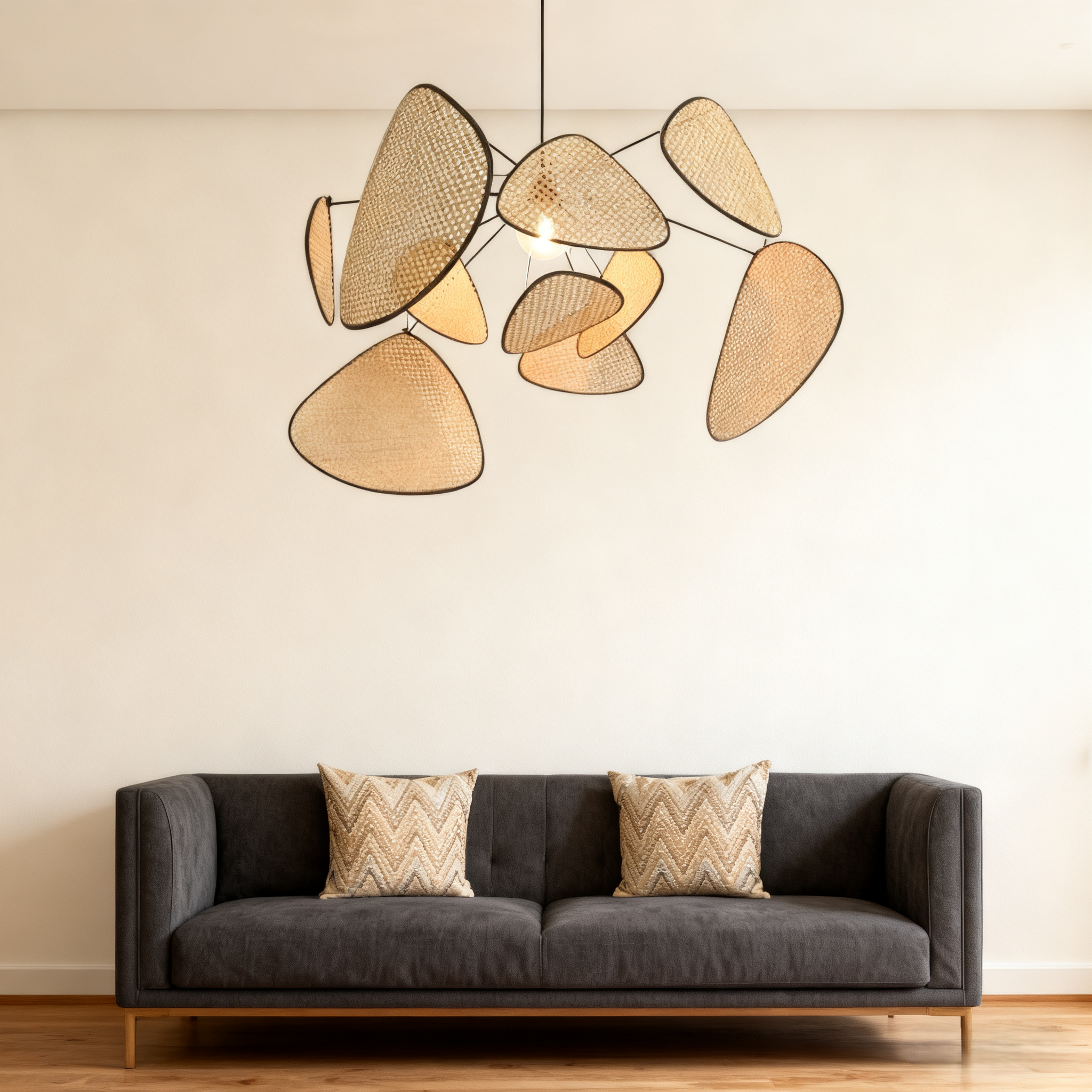 Art Deco Designer Rattan Chandelier for Living Room