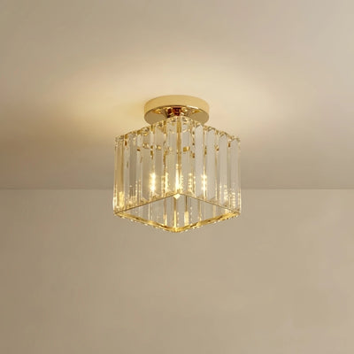 Vetro Modern Ceiling Lamp Metal/Crystal Design in Gold for Bedroom