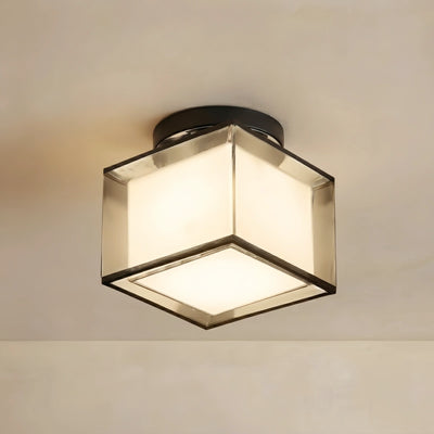 Arcato Modern Flush Mount Ceiling Light — Fabric & Metal Square/Circular in Black