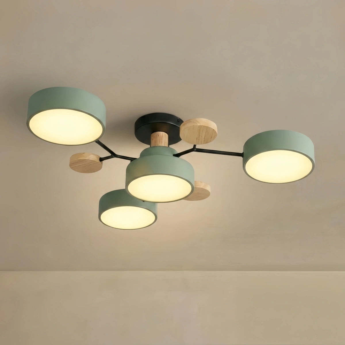Arcato Modern Round Metal Ceiling Light - Multi-Head in Gray/Green/White for Bedroom