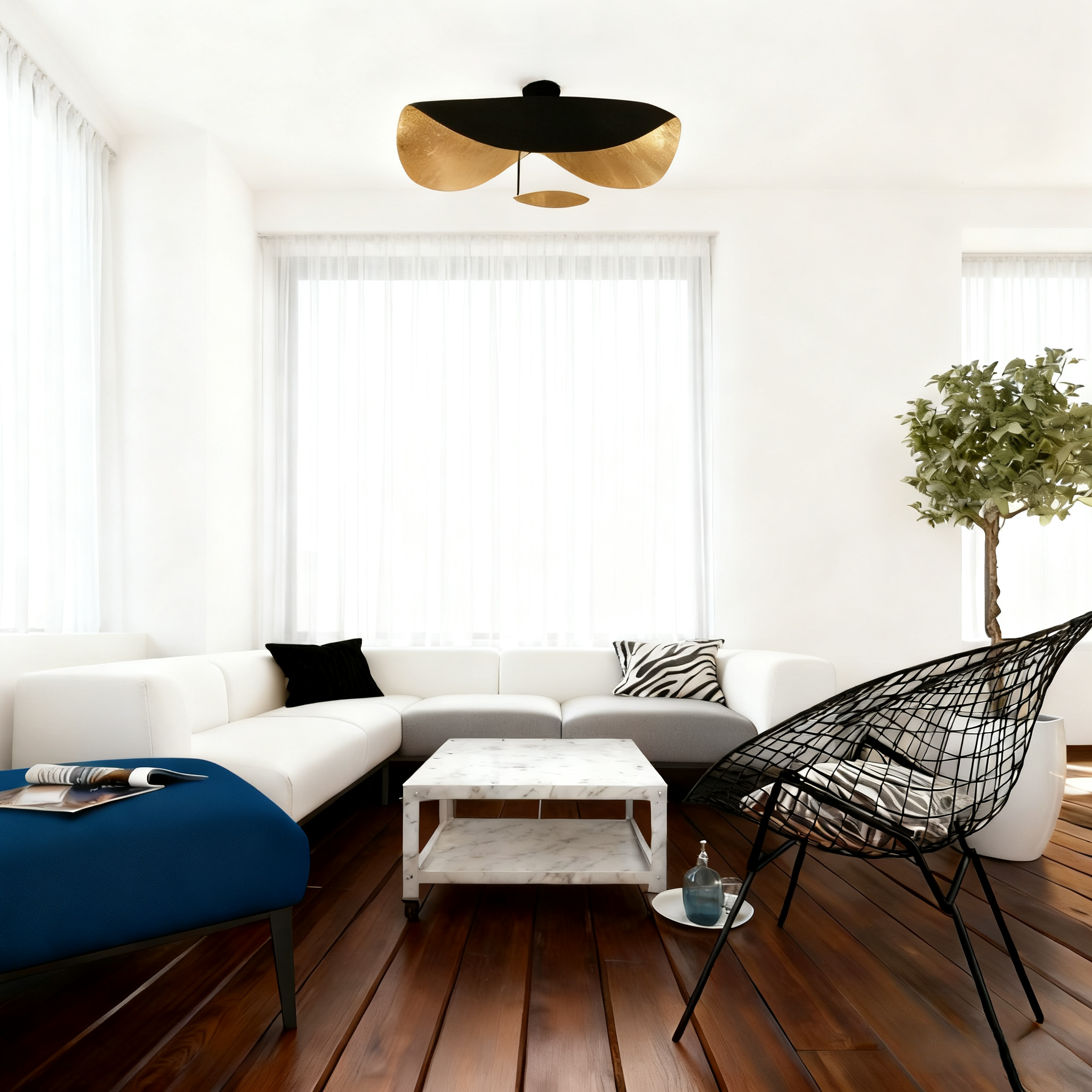 Modern_Black-Gold_Ceiling_Light_Saucer-Shaped_Living-Room