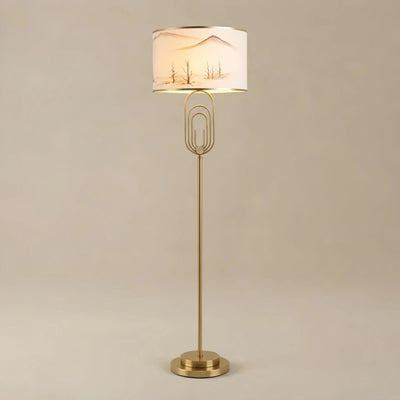 WV344Vivara Modern Gold Floor/Table Lamp - Metal Frame with Fabric Living Room/Bedroom