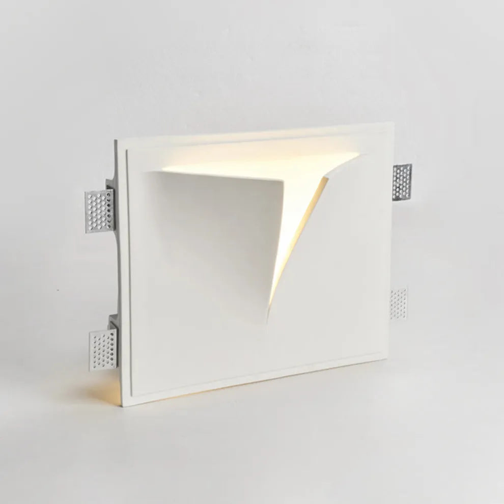 Art Deco Recessed Wall Lamp – White Metal Light for Living Room