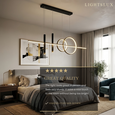 Arcato Modern Geometric Pendant Light — Black/White Metal & Acrylic Bedroom