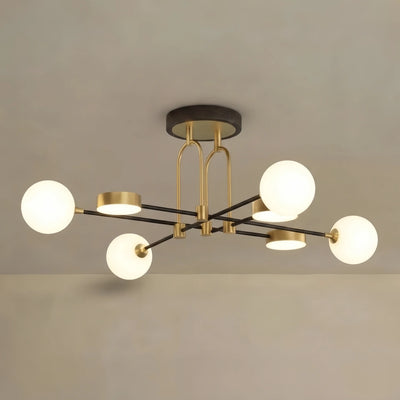 Modern Gold Chandelier –  Glass & Metal Fixture for Living Room