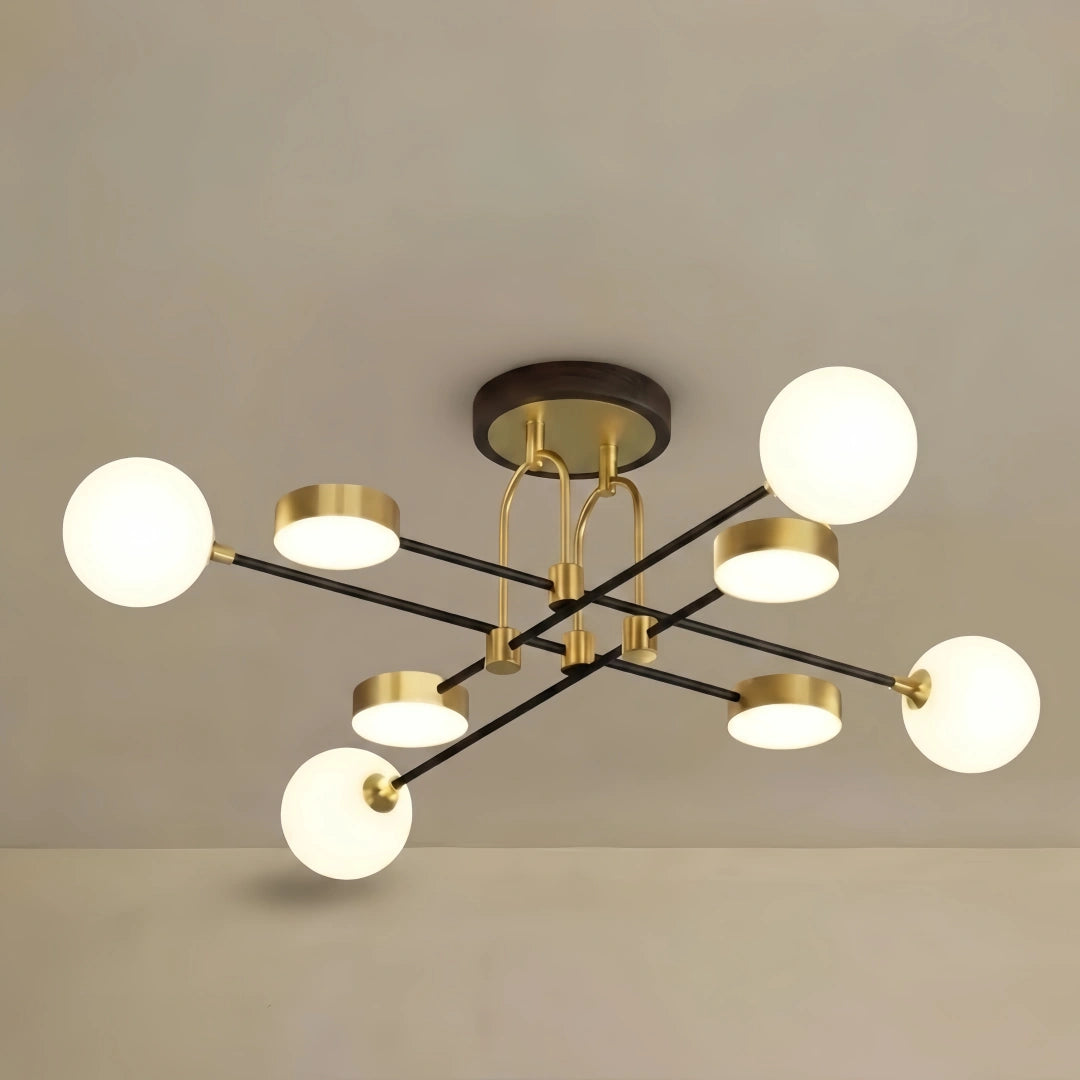 Gold Chandelier –  Glass & Metal Fixture for Living Room