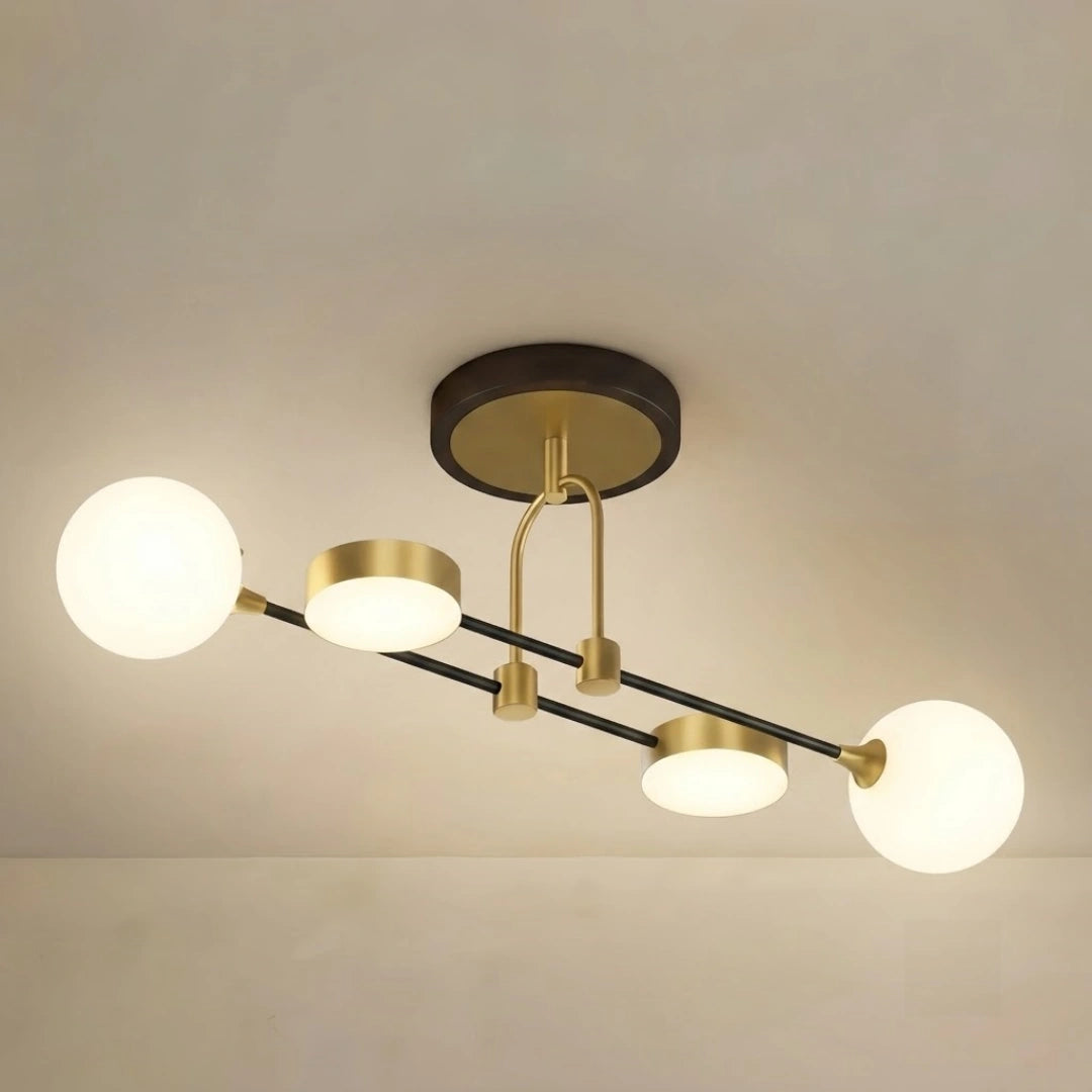 Chandelier –  Glass & Metal Fixture for Living Room