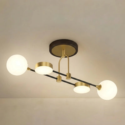 Chandelier –  Glass & Metal Fixture for Living Room