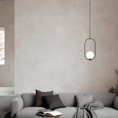  Modern Black Oval Pendant Light for Living Room