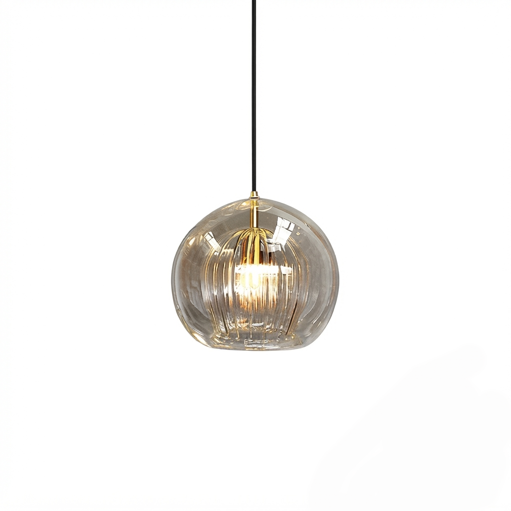 Vetro Nordic Globe Pendant Light – Clear or Amber Glass for Bedroom