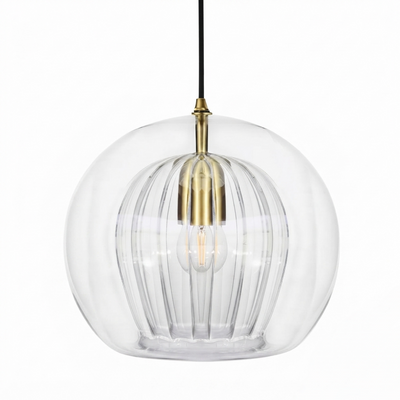 Vetro Nordic Globe Pendant Light – Clear or Amber Glass for Bedroom