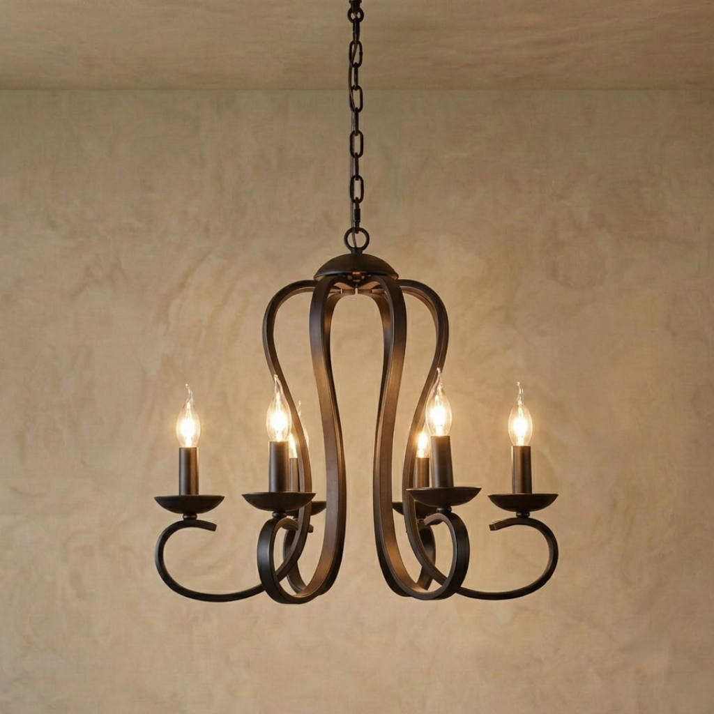 Excelis Vintage Candle Chandelier - Metal Multi-Light Fixture for Dining Room/Living Room