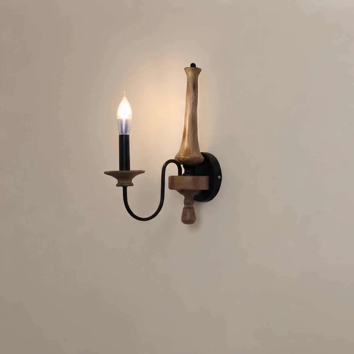 Zenno Rustic Wooden Chandelier with Adjustable LED Lighting for Living Room & Bedroom
