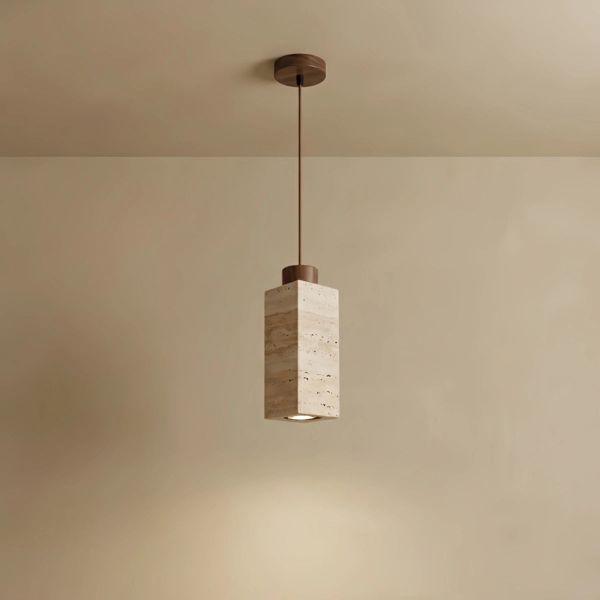 Strata Natural Column Pendant Light -Beige Travertine for Kitchen Island
