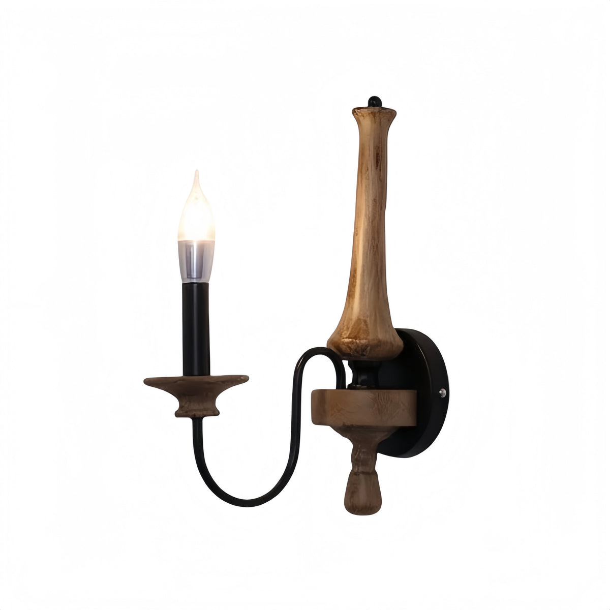 Zenno Rustic Wooden Chandelier with Adjustable LED Lighting for Living Room & Bedroom