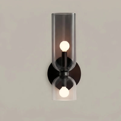 Vetro Modern Glass Wall Lamp - White/Blue/Gray Cylindrical Double Head for Bedroom