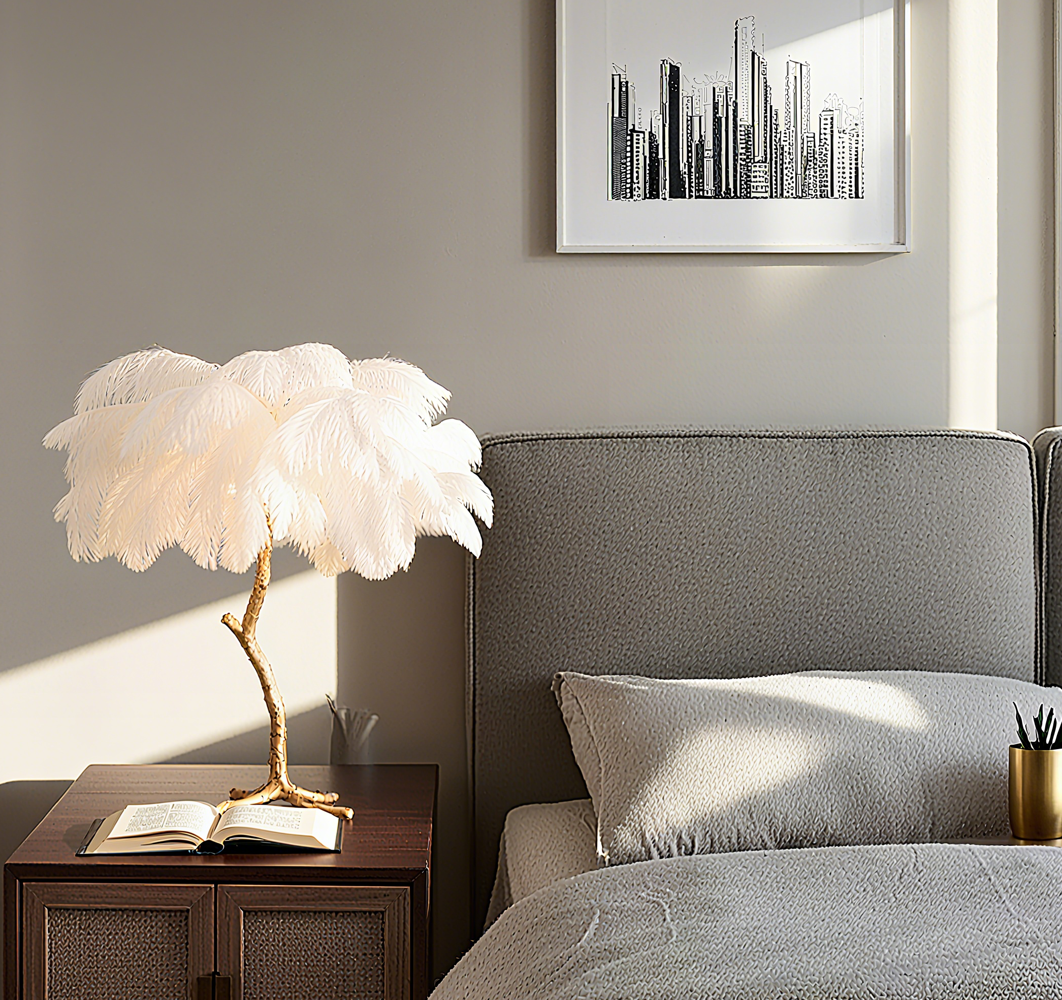 Lunara Nordic Feather Floor & Table Lamp – Luxury Lighting in 9 Colors Options Indoor
