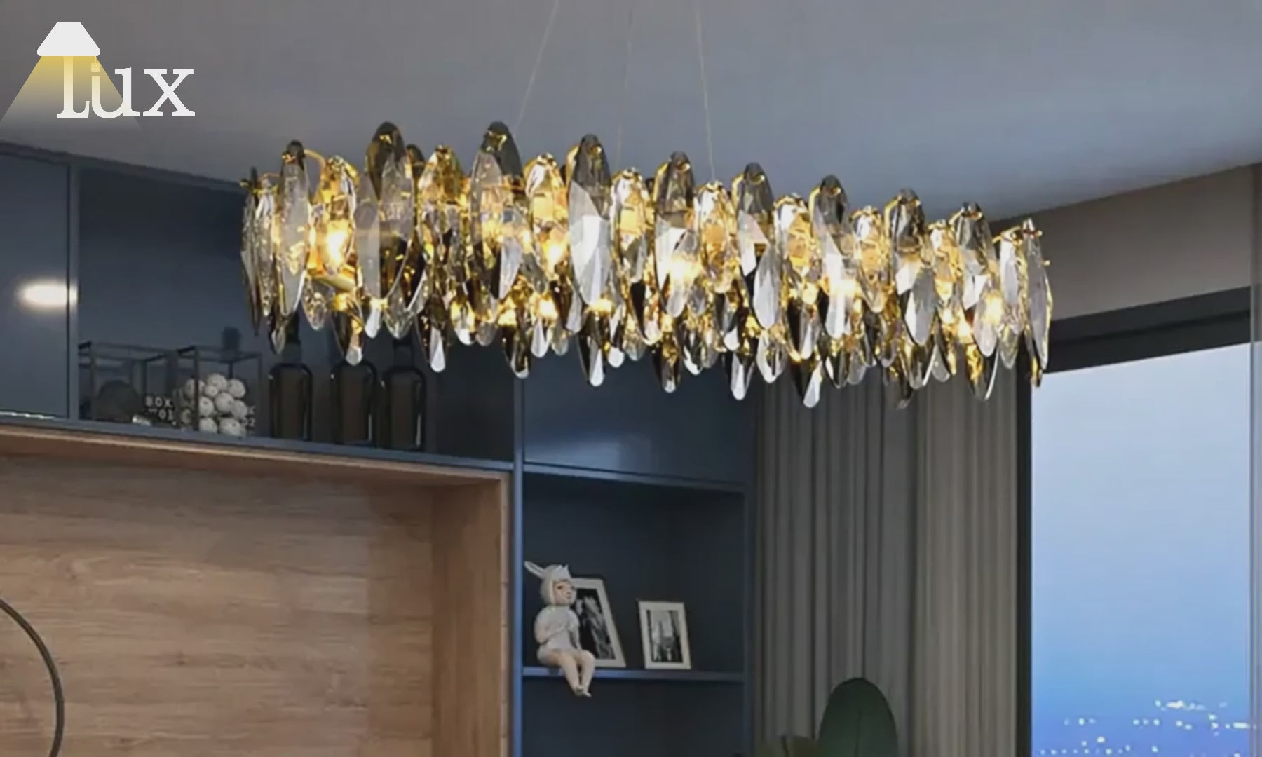 Excelis luxury Crystal Chandelier - Gold Metal for Bedroom/Dining Room
