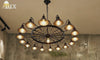 Industrial Ring Chandelier - Black Metal