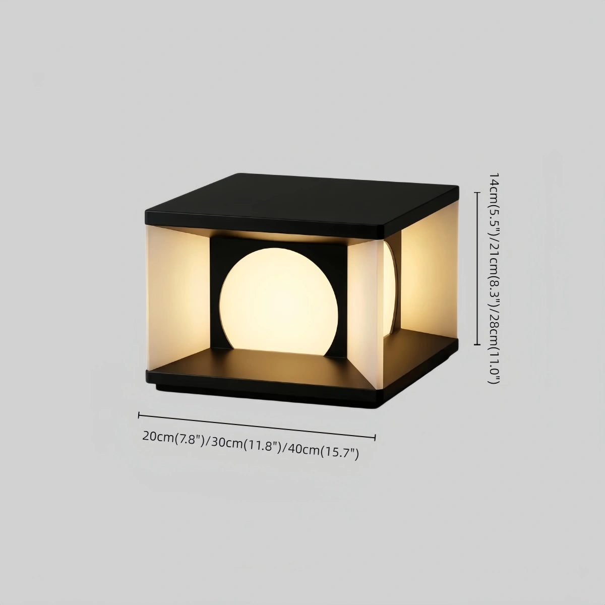 Arcato Modern Rectangular Pillar Light - Black Metal for Courtyard