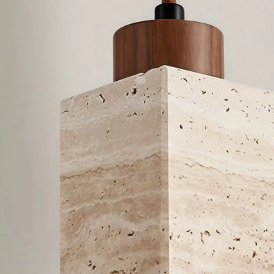 Strata Natural Column Pendant Light -Beige Travertine for Kitchen Island