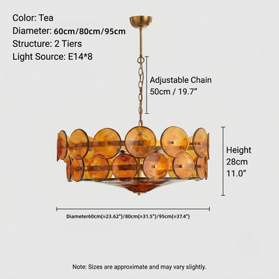 Vetro Modern Glass Chandelier - Orange/Green/White for Dining Room